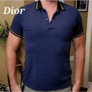Dior Men's Dark Blue Polo Size M